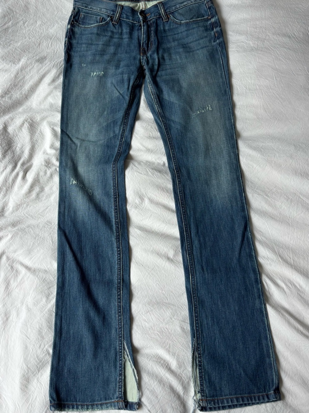 NWOT Free People Y2K Low Rise Flare Jeans 27 Distressed Slit Hem